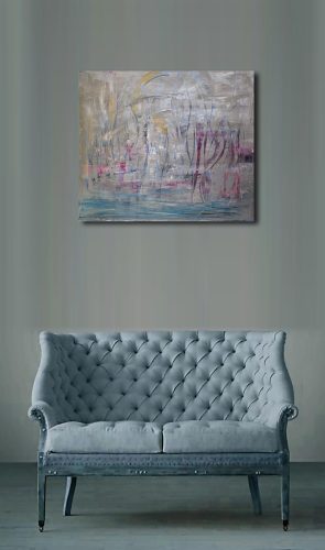 Quadro "Armonia" di Pina Gurrieri. Soggetto: Astratto. Dipinto olio su tela, dimensioni: 80 W x 70 H x 3.5 D cm