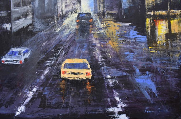 Quadro "Armonia di Colori" di Pina Gurrieri. Soggetto: Paesaggio. Dipinto acrilico su tela, dimensioni: 80 W x 80 H x 0.1 D cm