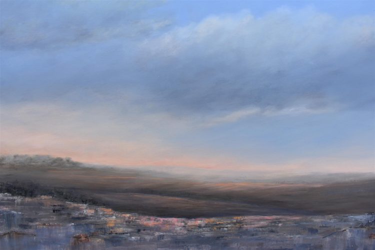 Quadro "Attimi di Luce" di Pina Gurrieri. Soggetto: Paesaggio. Dipinto olio su tela, dimensioni: 100 W x 80 H x 2.5 D cm