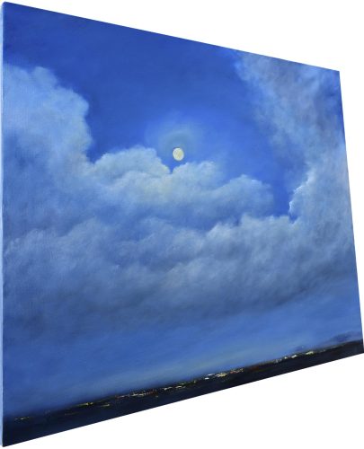 Quadro "Chiaro di Luna" di Pina Gurrieri. Soggetto: Paesaggio. Dipinto olio su tela, dimensioni: 70 W x 60 H x 2.5 D cm