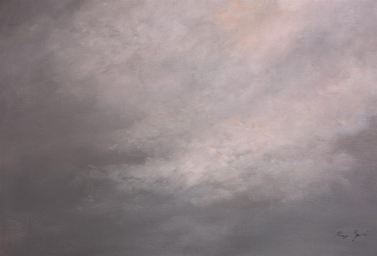 Quadro "Dentro la Nuvola 2" di Pina Gurrieri. Soggetto: Paesaggio. Dipinto olio su tela, dimensioni: 62 W x 84 H x 5 D cm