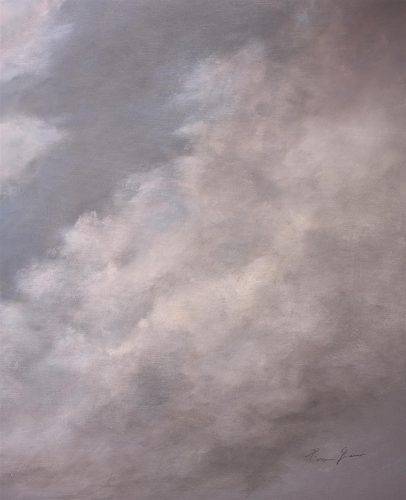 Quadro "Dentro la Nuvola 4" di Pina Gurrieri. Soggetto: Paesaggio. Dipinto olio su tela, dimensioni: 62 W x 84 H x 5 D cm