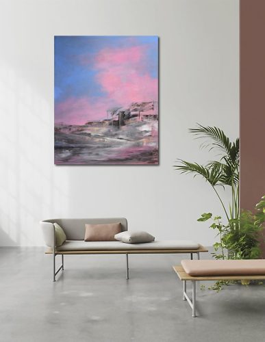 Quadro "Echi di Memoria 1" di Pina Gurrieri. Soggetto: Paesaggio. Dipinto olio su tela, dimensioni: 80 W x 100 H x 2.5 D cm