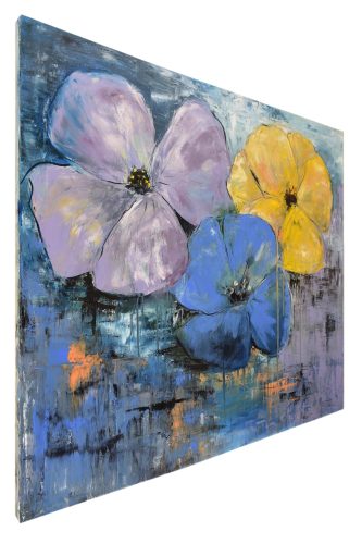 Quadro "Fantasia" di Pina Gurrieri. Soggetto: Floreale. Dipinto olio su tela, dimensioni: 80 W x 70 H x 0.1 D cm