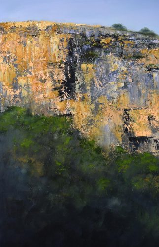 Quadro "Luci nella Roccia" di Pina Gurrieri. Soggetto: Paesaggio. Dipinto olio su tela, dimensioni: 90 W x 80 H x 2.5 D cm