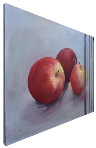 Quadro "Mele" di Pina Gurrieri. Soggetto: Natura Morta. Dipinto olio su tela, dimensioni: 60 W x 50 H x 2.5 D cm