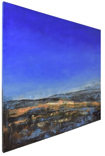 Quadro "Nel Blue" di Pina Gurrieri. Soggetto: Paesaggio. Dipinto acrilico su tela, dimensioni: 90 W x 80 H x 0.1 D cm