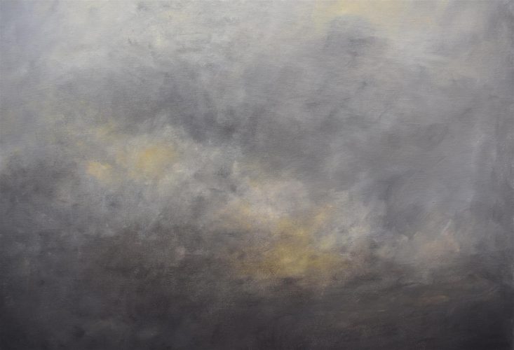 Quadro "Notte Evanescente 1" di Pina Gurrieri. Soggetto: Paesaggio. Dipinto olio su tela, dimensioni: 90 W x 100 H x 2.5 D cm