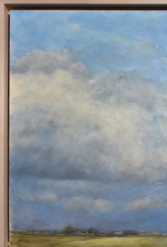 Quadro "Nuvole" di Pina Gurrieri. Soggetto: Paesaggio. Dipinto acrilico su legno, dimensioni: 40 W x 40 H x 0.1 D cm