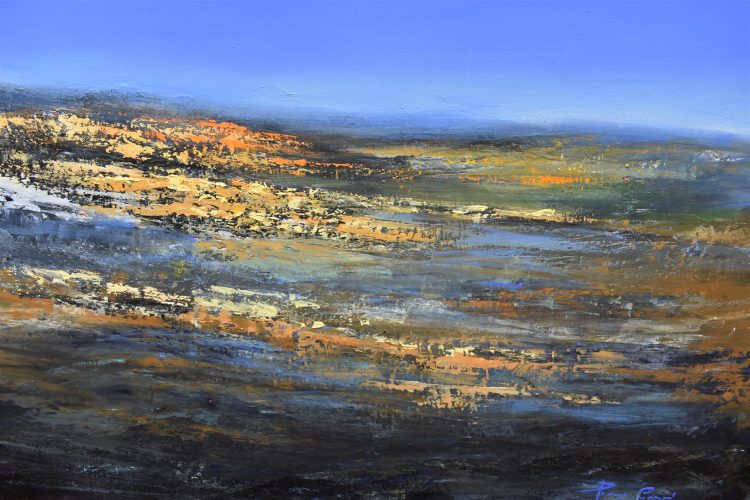 Quadro "Paesaggio Immenso" di Pina Gurrieri. Soggetto: Paesaggio. Dipinto olio su tela, dimensioni: 100 W x 90 H x 2.5 D cm