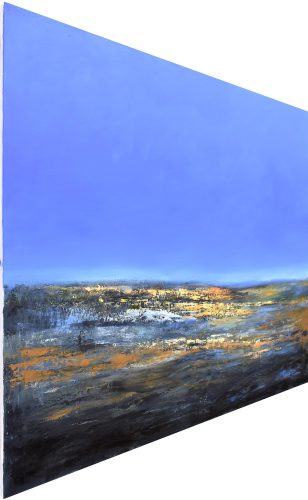 Quadro "Paesaggio Immenso" di Pina Gurrieri. Soggetto: Paesaggio. Dipinto olio su tela, dimensioni: 100 W x 90 H x 2.5 D cm
