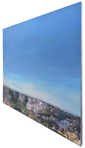 Quadro "Riflessi rosa" di Pina Gurrieri. Soggetto: Paesaggio. Dipinto olio su tela, dimensioni: 100 W x 90 H x 2.5 D cm