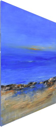 Quadro "Senso di Libertà" di Pina Gurrieri. Soggetto: Paesaggio Marino. Dipinto olio su tela, dimensioni: 70 W x 100 H x 2.5 D cm