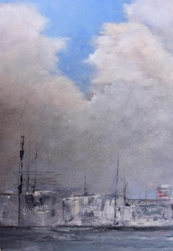 Quadro "Squarcio di Luce" di Pina Gurrieri. Soggetto: Paesaggio. Dipinto olio su tela, dimensioni: 50 W x 37 H x 3 D cm