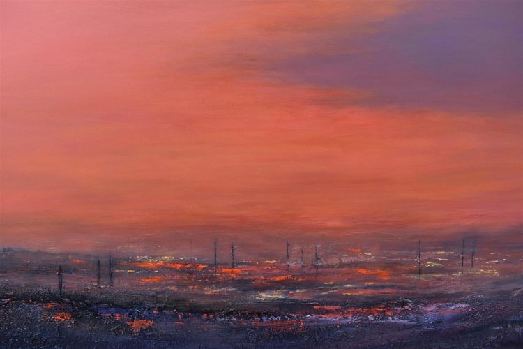 Quadro "Variazione di Luce 1" di Pina Gurrieri. Soggetto: Paesaggio. Dipinto olio su tela, dimensioni: 90 W x 100 H x 2.5 D cm