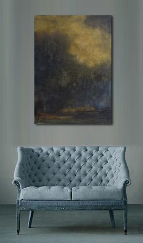 Quadro "Traccia di Essenza" di Pina Gurrieri. Soggetto: Paesaggio. Dipinto olio su tela, dimensioni: 70 W x 100 H x 2.5 D cm