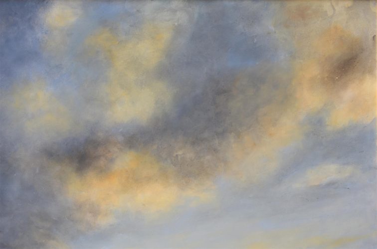 Quadro "Tramonto" di Pina Gurrieri. Soggetto: Paesaggio. Dipinto olio su legno, dimensioni: 60 W x 50 H x 2.5 D cm