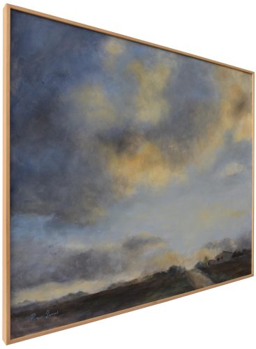 Quadro "Tramonto" di Pina Gurrieri. Soggetto: Paesaggio. Dipinto olio su legno, dimensioni: 60 W x 50 H x 2.5 D cm