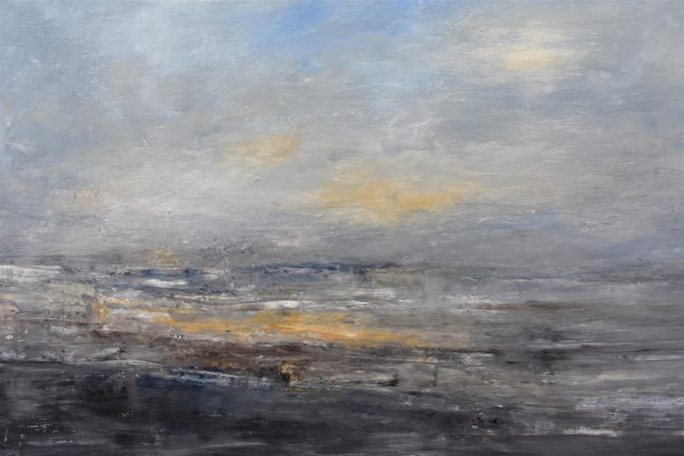 Quadro "Variazione di Luce 2" di Pina Gurrieri. Soggetto: Paesaggio. Dipinto olio su tela, dimensioni: 90 W x 100 H x 2.5 D cm